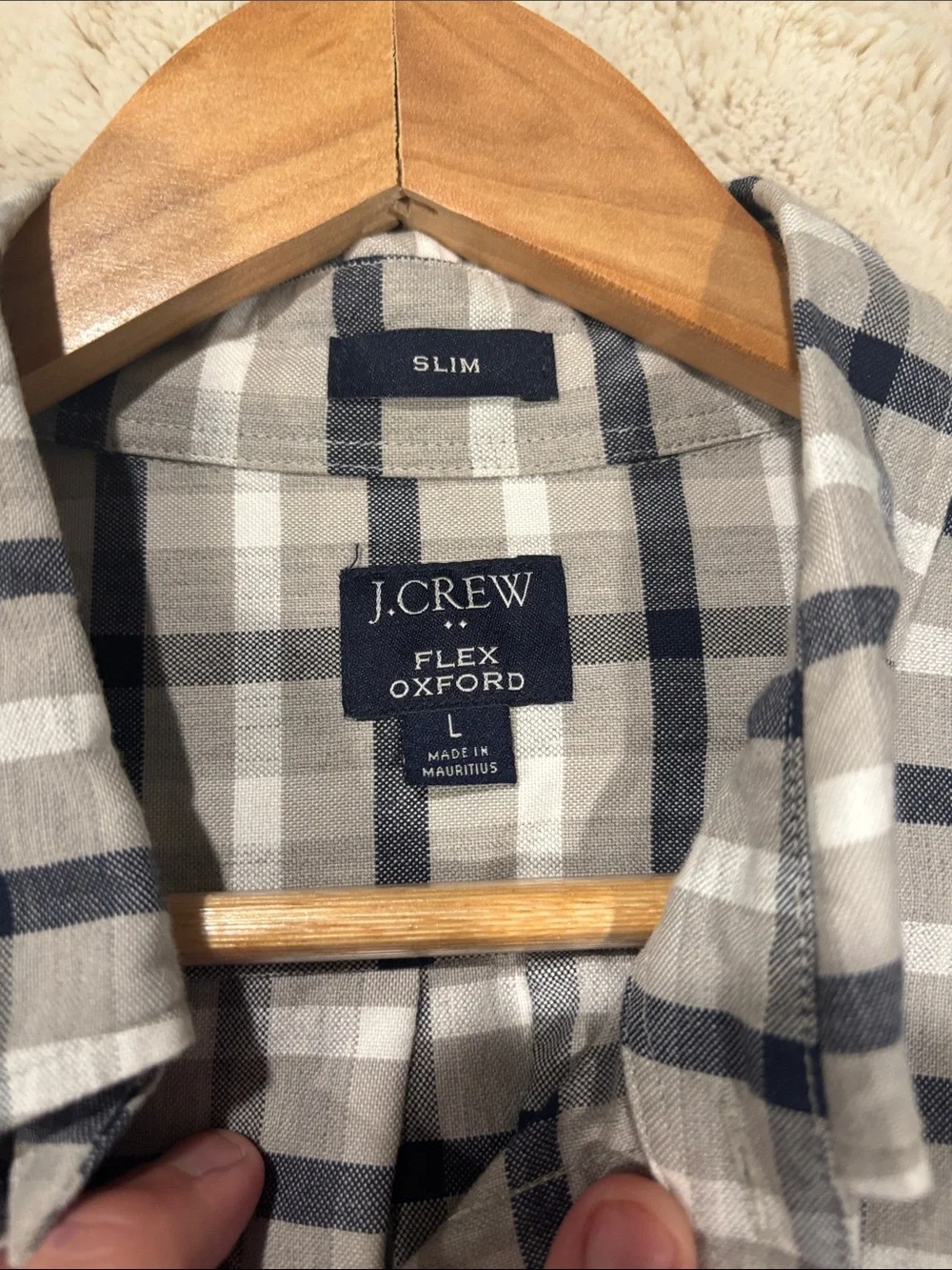 J. Crew Gray and Navy Plaid Button-Down Shirt - Men's